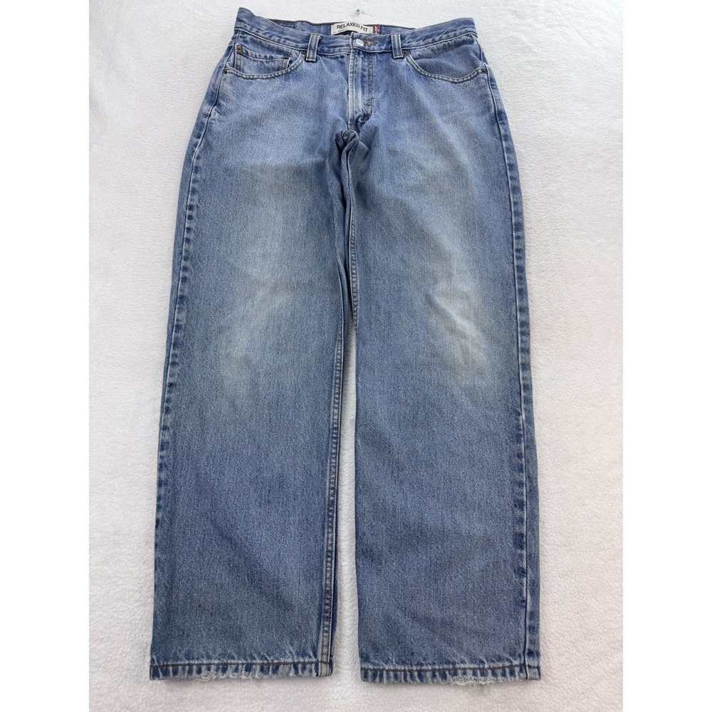 Levis 550 Jeans Men 34x30 Blue Relaxed Fit Straight Whisker Distress Denim Y2k